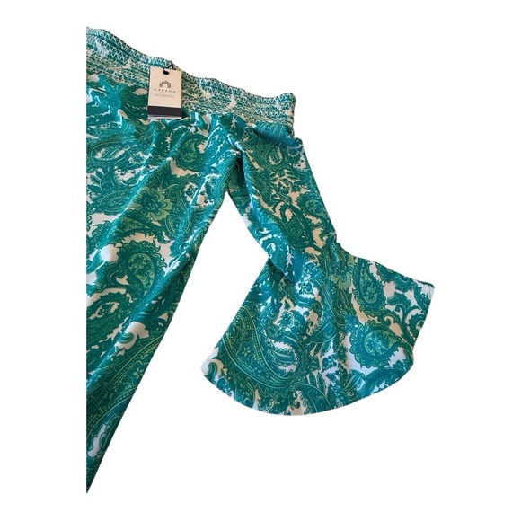 Cabana Life UPF 50 Women's Off-Shoulder Turquoise Resort Mini Dress Beach Cruise - Picture 3 of 16